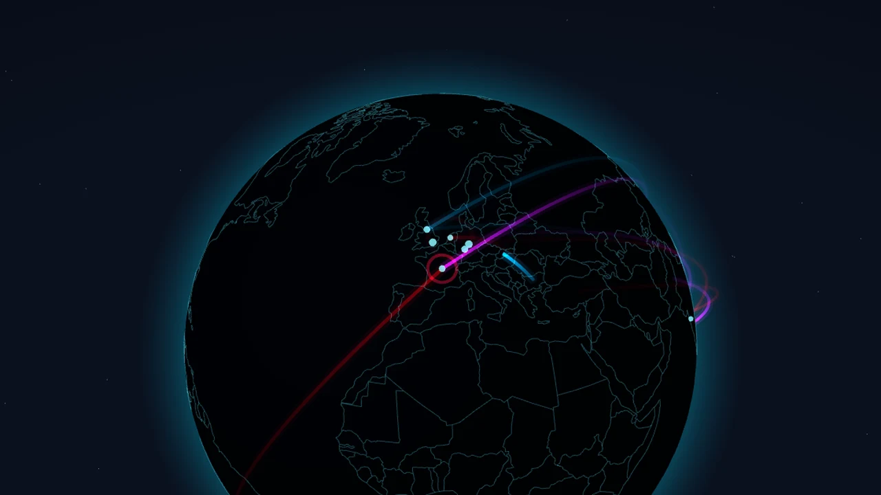 The attacks our decoy servers catch, on one map